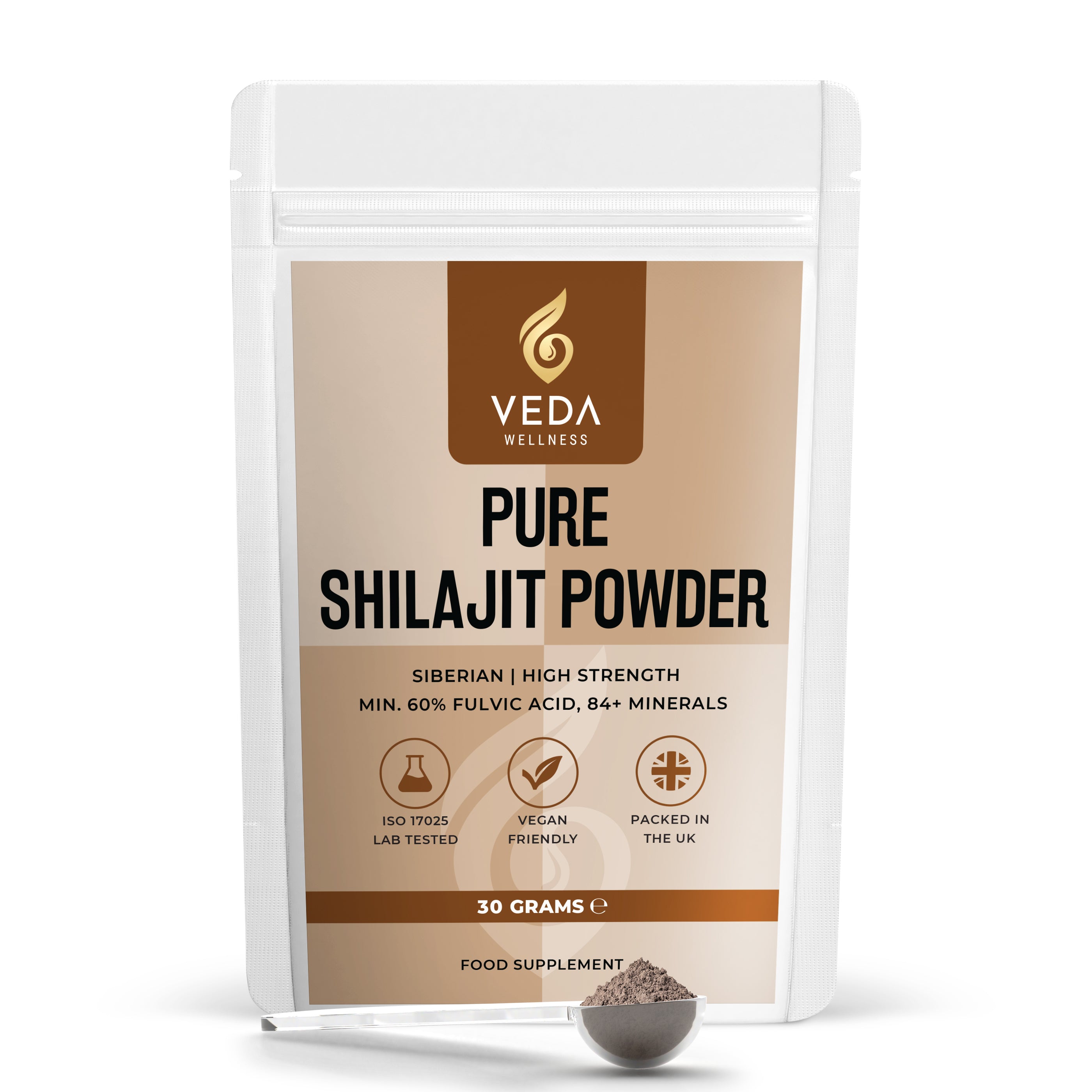 Pure Shilajit Powder - 60% Fulvic Acid, Siberian, High Strength, ISO 1