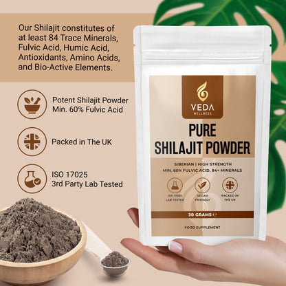 Pure Shilajit Powder - 60% Fulvic Acid, High Strength, Lab Tested, Packed in UK